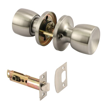 Prime-Line Passage Knob, Fits 2-3/8 in. and 2-3/4 in. Backset, Tulip, Satin (1 Set) MP65026